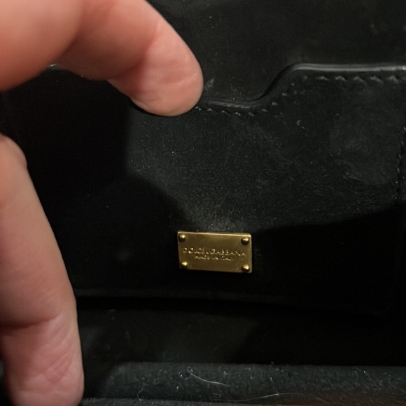 π Dolce & Gabbana black purple tan suede double handle satchel handbag π - Picture 15 of 17